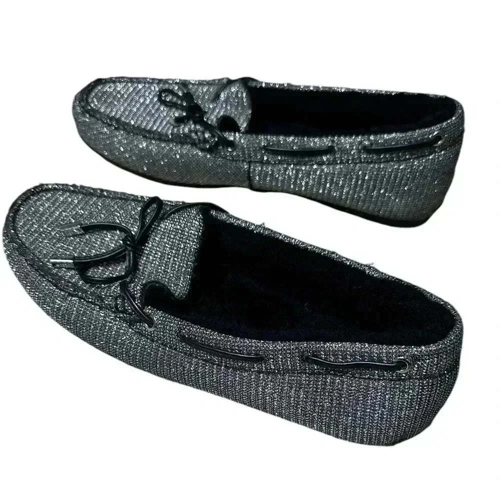 Michael Kors Sutton slides silver glitter moccasins Women’s Size 9.5 loafers